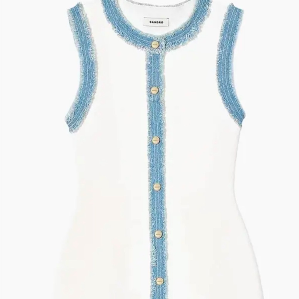 Sandro White and Blue Sleeveless Dress